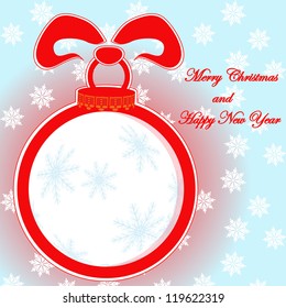 christmas ball and snowfall