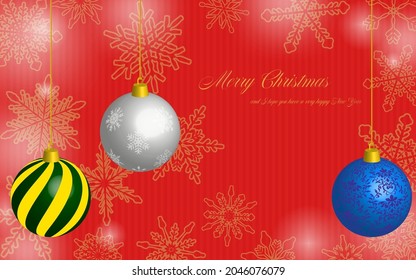 Christmas ball and snowflake Christmas background with message