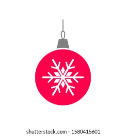 Christmas ball with snowflake. Christmas card. Vector illustration.