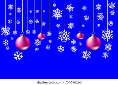 Christmas ball with snowflake hanging down.