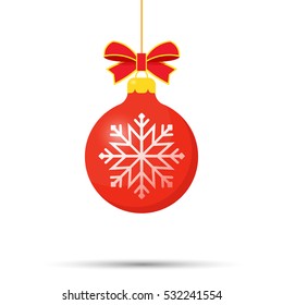 Christmas ball with snowflake Icon