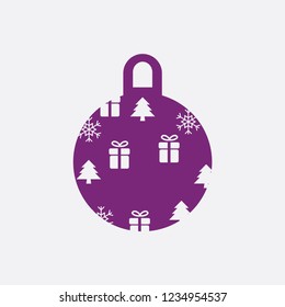 Christmas ball with snowflake Icon flat vector. xmas ball icon vector