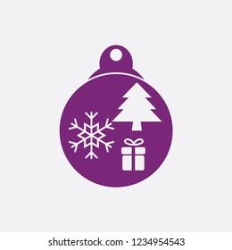 Christmas ball with snowflake Icon flat vector. xmas ball icon vector