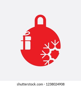 Christmas ball with snowflake Icon flat vector. xmas ball icon vector