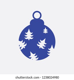 Christmas ball with snowflake Icon flat vector. xmas ball icon vector