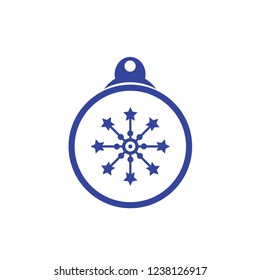 Christmas ball with snowflake Icon flat vector