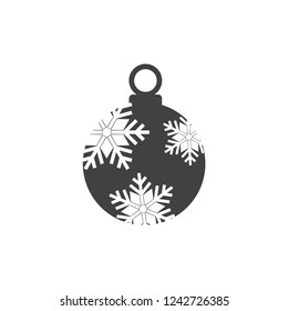 Christmas ball with snowflake Icon flat vector. xmas ball icon vector