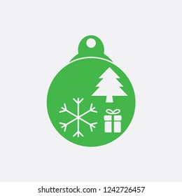 Christmas ball with snowflake Icon flat vector. xmas ball icon vector