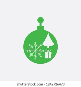 Christmas ball with snowflake Icon flat vector. xmas ball icon vector