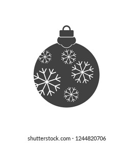 Christmas ball with snowflake Icon flat vector. xmas ball icon vector