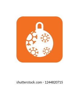Christmas ball with snowflake Icon flat vector. xmas ball icon vector
