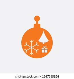 Christmas ball with snowflake Icon flat vector. Xmas ball icon vector