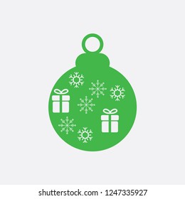 Christmas ball with snowflake Icon flat vector. Xmas ball icon vector