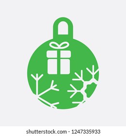 Christmas ball with snowflake Icon flat vector. Xmas ball icon vector
