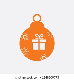 Christmas ball with snowflake Icon flat vector. xmas ball icon vector