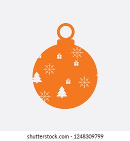 Christmas ball with snowflake Icon flat vector. xmas ball icon vector