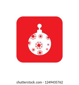 Christmas ball with snowflake Icon flat vector. xmas ball icon vector