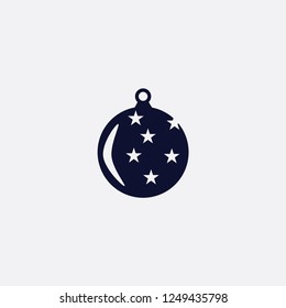 Christmas ball with snowflake Icon flat vector. xmas ball icon vector