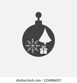 Christmas ball with snowflake Icon flat vector. xmas ball icon vector