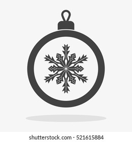 Christmas Ball With Snowflake Icon Flat Vector