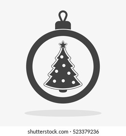Christmas ball with snowflake Icon flat vector