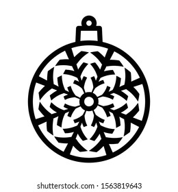 Christmas ball with snowflake icon isolated on white background. Simple modern Christmas tree toy symbol vector icon for website design, mobile app, ui. Vector Illustration