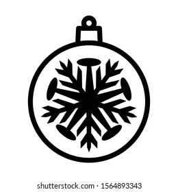 Christmas ball with snowflake icon isolated on white background. Christmas decor symbol modern, simple, vector, icon for website design, mobile app, ui. Vector Illustration