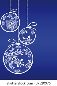 christmas ball with snowflake on blue background