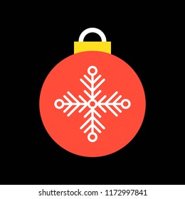 Christmas ball with snowflake sign, Merry Christmas icon set, flat design