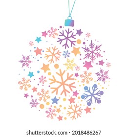 Christmas ball, snowflakes. Vector art illustration.	