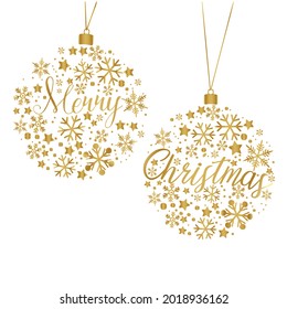 Christmas ball, snowflakes. Vector art illustration.	