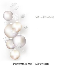 Christmas ball. Snowflakes. Vector background. White. Christmas illustration.