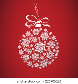 Christmas ball with snowflakes. Vector illustration.
