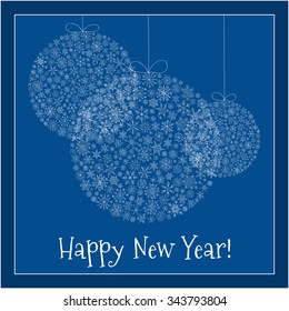 Christmas ball of snowflakes vector illustration greeting card. Happy New Year Greeting Card. Doodle ethnic stylized design.