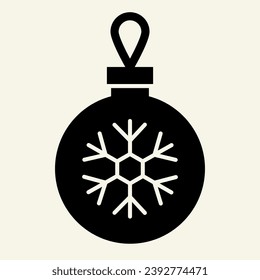 icono sólido de bola de Navidad. Juguete de árbol de vidrio con pictograma estilo glifo copo de nieve sobre fondo blanco. Balón de decoración para el primer árbol para el concepto móvil y el diseño web. Gráficos vectoriales