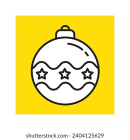 Christmas Ball Square Icon Vector Illustration. Christmas Icons. Use for Xmas, Decoration, Greeting Card Etc.