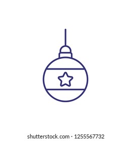 Christmas ball with star design line icon. Christmas tree, bauble, NewYear. Christmas concept. Vector illustration can be used for topics like holidays, decorations, party symbols