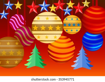 christmas ball and star hanging