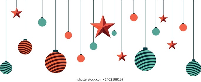 Christmas ball with star hanging from top  isolate on white  background vector illustration 