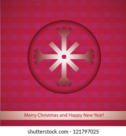Christmas ball and star on red background. Vector illustration for design./ Merry Christmas and Happy New Year!