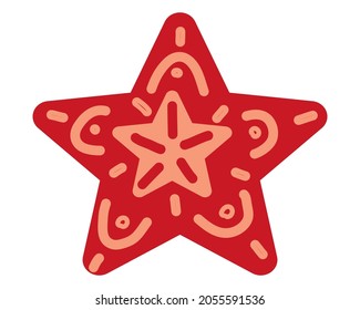 Christmas ball, star retro, vintage decoration. Symbol of Happy New Year, Xmas holiday celebration. Vector illustration cartoon flat style