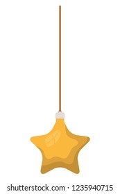 christmas ball with star shape hanging isolated icon