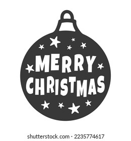 Christmas ball with stars and merry Christmas lettering