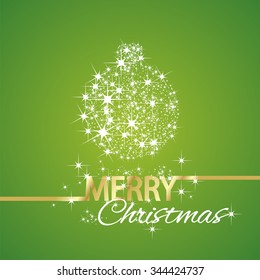 Christmas ball symbol stars green background