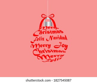 Christmas ball with text effect, Merry Christmas poster background