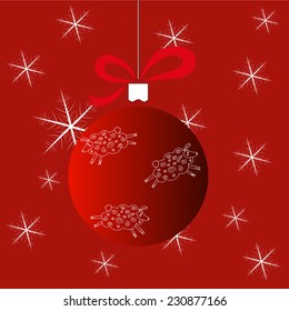 Christmas ball with three sheep