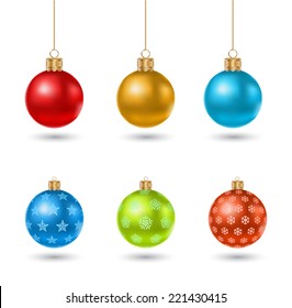 christmas ball toy icon design set