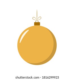 Christmas ball toy new year christmas decoration, golden, flat