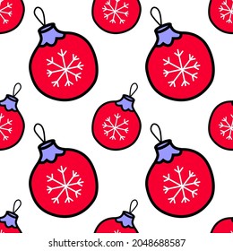 juguete de la pelota de Navidad. Decoración de árbol de Navidad - fondo de color vectorial sin fisuras. Año Nuevo y vacaciones de invierno