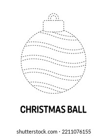 Christmas Ball tracing worksheet for kids